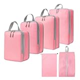 YUKQEYLE Packing Cubes Compression,Koffer Organizer Set Reisen,6-teilig Reiseorganizer,Reisebeutel Platzsparend,Kompressionsbeutel Ultraleichte,für Urlaub,Business Reisen-Rosa