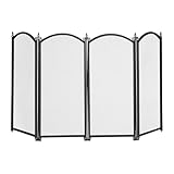 Relaxdays Funkenschutzgitter, 4 teiliges Gitter gegen Funkenflug, Kamin Funkenschutz, HxB: 54x97,5 cm, Metall, schwarz