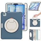 Tablet PC Tasche Kompatibel mit iPad Air 11 Zoll 2024 Hülle Air 6 Generation stoßfeste Hybrid-Schutzhülle mit drehbarer Halterung und Standgerät, kinderfreundliches Design Schutz (B