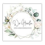 Kackspecht 14 Einladungskarten Hochzeit Einladung zur Hochzeit klassisch Quadratisch 14,8 x 14,8 Hochzeitseinladung Vintage Wir Heiraten Karten Save The Date ohne Umschläge