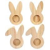Papierdrachen 4 Eierbecher aus Holz - Hochwertige Oster Dekoration - perfekt für Brunch und Frühstück - Tischdekoration zu Ostern - Hasen