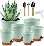 Tenuiskft 6 Stück Blumentopf Set, Selbstbewässernd Blumentöpfe Innen Kunststoff Topf Pflanze mit Untersetzer, Pflanzentöpfe mit Bewässerungssystem, Flower Pot für Balkon, Garten 20/18/16/15/14/12 cm