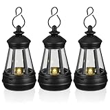 VINTORKY 3 Stück pack Solar Hängelaternen Klein aus Kunststoff LED Außenleuchten mit Automatischem Lichtsensor Nachhaltige Gartendekoration für Terrasse und Garten