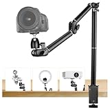 TARION Overhead Stativ Kamera Tischstativ Klemmstativ Flexibel Gelenkarm Tisch Halterung mit 3/8'' Gewinde und 3/8'' auf 1/4'' Schrauben Adapter für DSLR Kameras Ringlicht Projektor (L)