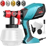 ENEACRO HVLP Farbsprühsystem 700W Lackierpistole mit 1200ml Behälter, 5 Messingdüsen（1-3mm）, Verstellbarer Fließgeschwindigkeit und Sprühwinkel, 360° Einstellbares Sprühmuster
