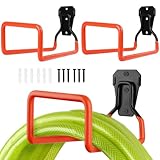 Schlauchhalter Wand,2 Stück Gartenschlauch HalterungGartenschlauchhalter 19.6 * 12.5 cm,Schlauch Aufhänger aus Metall für Schlauchaufhängung,mit 6 Schrauben und 6 Dehnbolzen (orange)