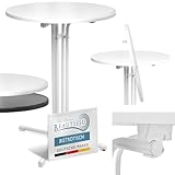 Beautissu Stehtisch klappbar 80 cm Weiß Bellini – Kratzfest Stabil Wetterbeständig – Stehtische Outdoor Bistrotisch Rund leichte Montage Halterung vormontiert – Biertisch Partytisch Klappbar Bartisch