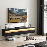 VASAGLE Kailyn Collection - TV-Lowboard, TV-Board hängend, Hängeschrank Wohnwand, für Verschiedene Fernseher, Fernsehtisch, für Wohnzimmer, modern, 178 x 35 x 30 cm, ebenholzschwarz LTV138B03