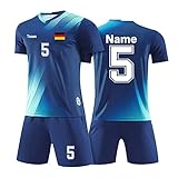 LAIFU Personalisiertes Football Trikot Kinder Erwachsene Fussball Trikots & Shorts mit Name Nummer Team Logo Fußball Trikot