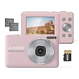 Andoer Digitalkamera Fotokamera mit 32GB Speicherkarte, 1080P 44MP Kompaktkamera 2,5' Vlogging Kamera mit 16X Digitalzoom, 2 wiederaufladbare Batterien für Studenten Teenager Mädchen Jungen, Schwarz