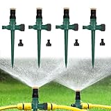 Sprinkleranlage Rasensprenger mit Erdspieß und Einem Tandemnippel 4 Stück, 360° Einstellbar Automatische Bewässerung Gartensprenger, Garten Sprinkler für Garten Rasen Pflanzen Bewässerung