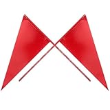 TOYZFRIENDY 2 Stück Leichtathletik Dreieck Flaggen aus Eisenstab Einfarbig Rot Stabil und Bruchfest Outdoor Spielmarkierungsflaggen für Kugelstoßen und Weitsprung