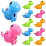 jojofuny 12 Stück Pack Manuelle Bleistiftspitzer Dinosaurier Cartoon Kleiner Handschüttel Anspitzer aus Kunststoff und Metall Einstellbare Spitze für Schule