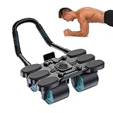 Fitness-Bauchrolle – Bauchrolle mit vier Rädern mit automatischem Krafttraining, mit Ellenbogenstütze, für Sportler, Jugendliche, Athleten, Frauen, Männer, Erwachsene