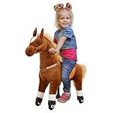 Miweba Pony Amadeus | Reitpferd auf Rollen - Pferd für Kinder - Schaukelpferd - Schaukeltier - Kuscheltier - Spielpferd zum Reiten - Plüschtier - Stofftier - Stehpferd - 3-5 Jahre