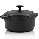 BBQ-Toro Gusseisen Cocotte | 2,7 Liter, Ø 20 cm | schwarz, rund | Bräter mit Deckel | Topf mit Deckel aus Gusseisen Bratentopf für Grill und Backofen | Gusstopf, bereits eingebrannt