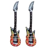2 Stück Aufblasbare Gitarre,Luftgitarren zum Aufblasen Erwachsene, Aufblasbar Ballons Aufblasbar Kinder Gitarre Roll Jazz Dekorationen,Luftgitarre Aufblasbare Instrumente Aufblasbarer Ballon