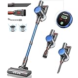 Akku Staubsauger 400W/30000Pa, Staubsauger Kabellos 45 Min, Ultra Leiser Akkustaubsauger, Ultraleichter Staubsauger mit Anti-Tangle-Bürste für Teppich/Hartböden/Tierhaare[2025 Energieklasse A+++]