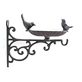 ZWTPGKRD Vogeltränke aus Gusseisen für den Garten witterungsbeständige Wasserschale Wandhalterung mit Halterung einfach zu befestigen Becken Vogelbecken Metall