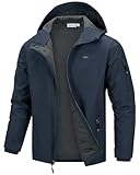 33,000ft Jacke Herren Wasserdichte Atmungsaktiv Softshelljacke - Übergangsjacke Winddichte Regenjacke Wanderjacke mit Kapuze Dunkelblau Heidekraut XL