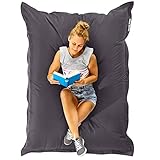 Green Bean Sitzsack XXL 140x180cm 380 Liter Kinder & Erwachsene Bean Bag EPS Perlen Füllung Riesensitzsack Groß Draußen Outdoor Liegekissen Waschbar Wetterfest Lounge Sitzkissen Bodenkissen Grau