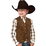 Retro Jungen Cowboy Weste Wildleder Leder Kostüm Stil V Ausschnitt Casual Western Weste Vintage Taille Mantel T Shirt Für Jungs Blauer Anzug JungenTops Kostüm/Cowboy Weste Mode