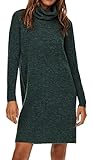 ONLY Damen Strickkleid Loose Fit Longsleeve Knit Kleid mit Langen Ärmeln ONLJANA Rollkragen Dress Pullover, Farben:Grün,Größe Damen:XL