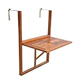 ESTEXO Akazienholz Balkonhängetisch klappbar, Hängetisch, Balkontisch, Tisch, 60x40 cm, Klapptisch