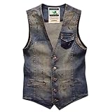 Herren-Denim-Weste, ärmellos, Jeansjacke, dehnbar, Trucker-Weste, Vintage-Biker-Weste, Jacke, Oberbekleidung, legere Wanderweste, Motorrad, Cowboy, Streetwear, Sommer, zerrissene Weste, hellblau, 3XL