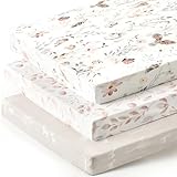 Dehnbare, ultraweiche Jersey-Strick-Spannbettlaken, 3er-Pack, tragbare/Mini-Kinderbettlaken für Mädchen, universelle Passform für Pack N Plays, sicher und kuschelig, schönes Blush Pink mit