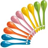 10 Stück Eierlöffel aus Porzellan Bunte Keramik Löffel Teelöffel,Porzellanlöffel Dessertlöffel,Porzellan Eierlöffel Keramische Löffel mit Löchern,Marmeladenlöffel,für Tee,Kaffee,Dessert-5 Farben