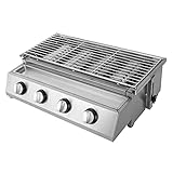 ‌4-Brenner Edelstahl LPG Gasgrill Gasbräter,Professioneller Tischgrill für Gastro & Outdoor, Petrol BBQ Grill mit Hochwertiger Edelstahl-Konstruktion