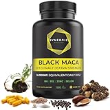 Maca Kapseln Hochdosiert - Extra Starkes Schwarzes Maca Wurzel 20:1 Extrakt - 36.000 mg Lepidium Meyenii pro Tagesportion mit B6, B12, Selen, Zink - 180 Kapseln - Black Maca von Synergie Nutrition