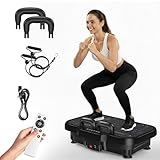 Vibrationsplatte, Rüttelplatte Sport für Zuhause, 1-180 Verschiedene Vibrationsintensitäten, Für Muskelaufbau, Fettabbau und Ganzkörpertraining, Kommt mit 2 Stützgriffe und 2 Übungsbänder