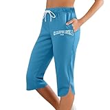 Puramala Caprihose Damen Sommer Farbwechsel Hose Mit Kordelzug Bunt Sporthose Leicht Sweathose Für Frauen Baggy Jogginghose Mittlere Taille Laufhose Schicke Sport Shorts