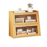 bücherregal Trapezförmiges Desktop-Bücherregal aus Bambus mit Schranktür aus Kunststoff, Präsentationsregal mit Dichtetafel, Aufbewahrungsregal for Zuhause, Arbeitszimmer oder Büro Aufbewahrungsregal(
