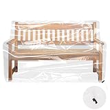 WDFCN Abdeckplane Gartenmöbel 2 Sitzer Transparent Schutzhülle Gartenbank Abdeckung 135 * 80 * 75cm mit Kordelzug Kordelzugverschluss Abdeckhauben Hüllen Abdeckhaube Bank für Gartenbank Regenschutz