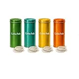 4x Kaffeepaddose und neu wie liefern 4x Padheber statt nur einen bei 4 Dosen ein muss - Metalldose für Kaffeepads - Aufbewahrungsbehälter mit Deckel für Kaffee, Tee, Kekse - Blech-Dekodose