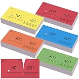 Nezyo Nummernblöcke Doppelnummern Blöck 1-500 Nummern Zahlen 5 Farben 5X10cm Nummernblöcke Für Garderobenmarken Nummerierte Abrisse Events Partys Messen Lotterien und Leckereien(Klassische Farbe,5)