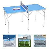 Tischtennisplatte Klappbar Indoor 152 * 76 * 76cm Tischtennis Set Netz Ping Pong Tisch Freizeittisch mit Griff Schläger und Tischtennisball