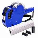 KPX MX5500 Etikettierpistole mit 5150 Aufkleber-Etiketten und extra Tinte, 8-stellige Etiketten-Marker für Geschäft, Lebensmittelgeschäft (blau)