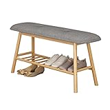 Schuhregal Eingangsbank mit gepolstertem Sitz, Aufbewahrungsbank aus Holz im Wohn-/Esszimmer, moderne Bauernhaus-Innenschuhbank mit Akzent im Eingangsbereich und Flur for Sitzen im Eingangsbereich Sch