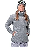 33,000ft 3 in 1 Jacke Damen Storm Jacket Winddicht Funktionsjacke, Atmungsaktiv Doppeljacke Regenjacke mit Softshelljacke Warm Skijacke Wasserdichte Winterjacke Dunkelgrau 38