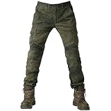 Alpha Rider Motorradhose Herren Jeans Textil Motorrad Hose mit Protektoren, Sportliche Motorrad Hose mit Oberschenkeltaschen Armee Grün S