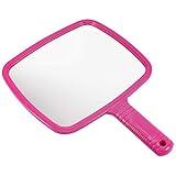 TRIXES Salon Friseur Handspiegel für Friseur und Beauty - für professionelle Friseure und Friseure - Rosa - Weitwinkel - und Herrenfriseursalon-Handspiegel mit Griff