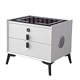 Kabelloses Laden Nachttisch mit Bluetooth-Lautsprecher & USB-Anschluss - Eleganter LED Holz Beistelltisch mit Fingerabdruckschloss - Moderner Nachttisch für Smart Homes
