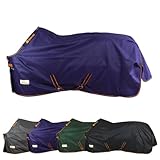 Marengos by Bucas - Winterdecke 1200D Irish Turnout | atmungsaktive & wasserdichte Outdoordecke mit Innenfutter & Kreuzbegurtung | Blau/Orange in Größe 145cm (100g/m² Füllung)