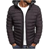 Herren Steppjacke Warm Gepolsterte Winterjacke Hooded Einfarbige Pufferjacke Freizeit Baumwolle Jacke Winddichte Übergangsjacke Slim Fit Wintermantel Stylische Steppblouson Full Zip Thermojacke S-3XL