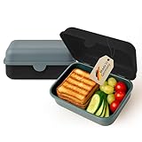 2er Set Brotdose – Lunchbox für Kinder & Erwachsene – BPA-frei, spülmaschinenfest, mikrowellengeeignet – Robuste Snackbox/Frühstücksbox mit austauschbarem Deckel. Made in Germany (Schwarz & Grau)