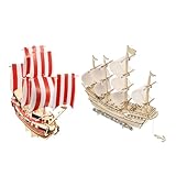 Toddmomy 2 Sätze Holzpuzzle Segelboot Teilig Naturbelassenes Material Kinderfreundlich Handlich Dekoratives Segelschiff Modell Pädagogisches DIY für Erwachsene